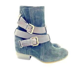 Lavorazione Artigiana Womens Size US 7 Black Grey Round Toe Mid Calf Boots